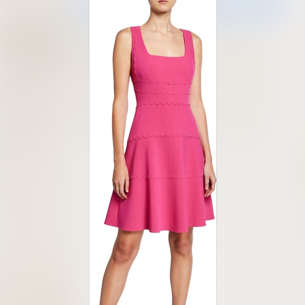 Kobi Halperin Pink Scalloped Accent Midi Dress